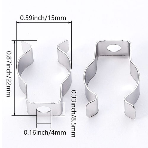 T5 metal support clips for tubes silver