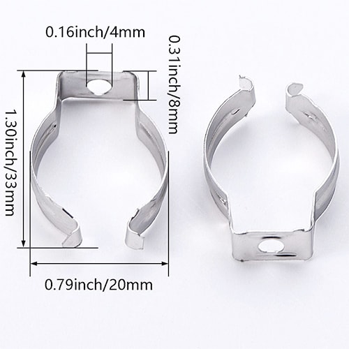 T8 metal support clips for tubes silver